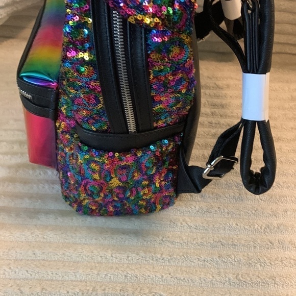 DISNEY Parks Loungefly Sequin Mickey Mouse Ears Rainbow Pride Mini Backpack New - Picture 4 of 8